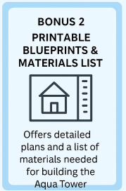 Offers detailed plans and a list of materials needed for building the Aqua Tower.